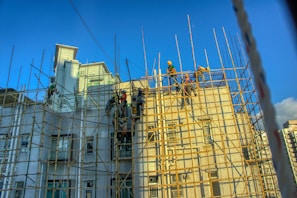 A large building with scaffolding around it