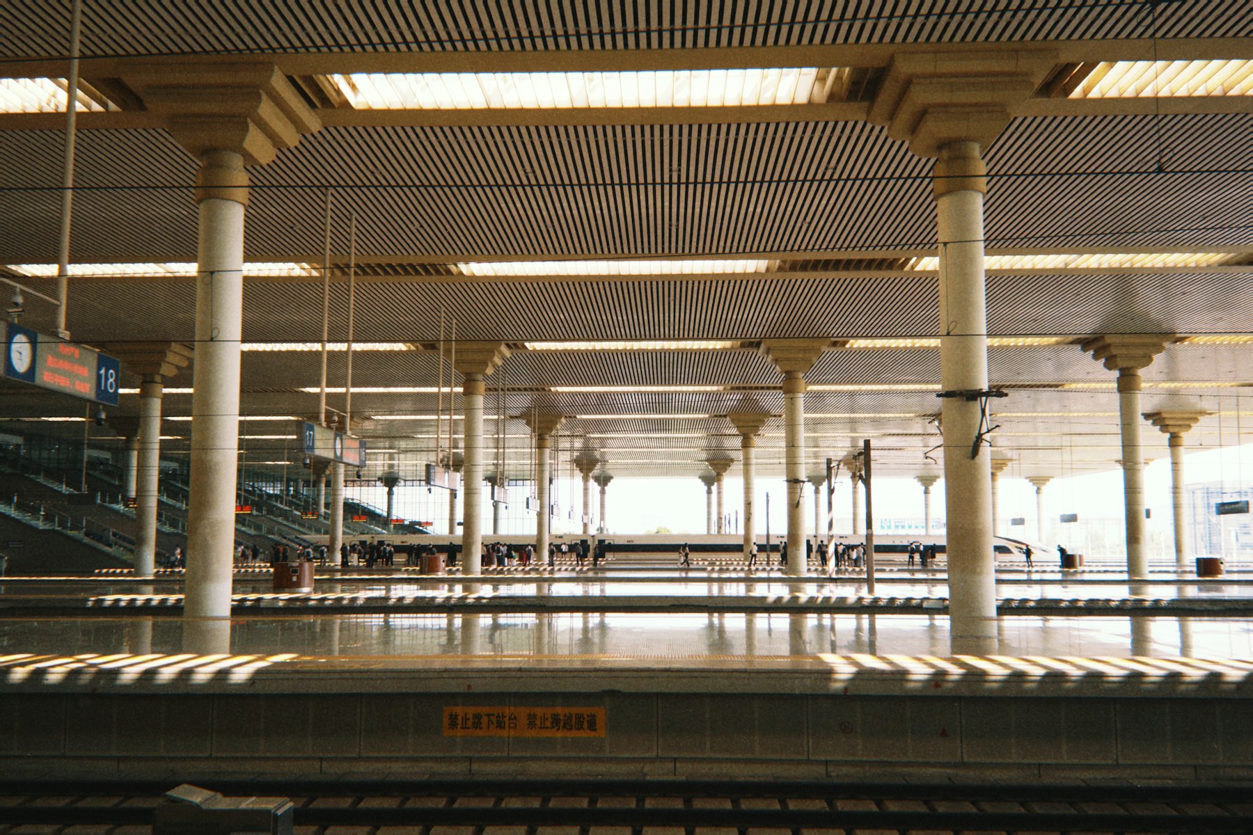 Modern train station platform