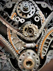 A close up of an engine of a car