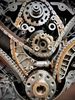 A close up of an engine of a car