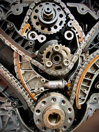 A close up of an engine of a car