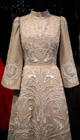 A dress on display in a store window