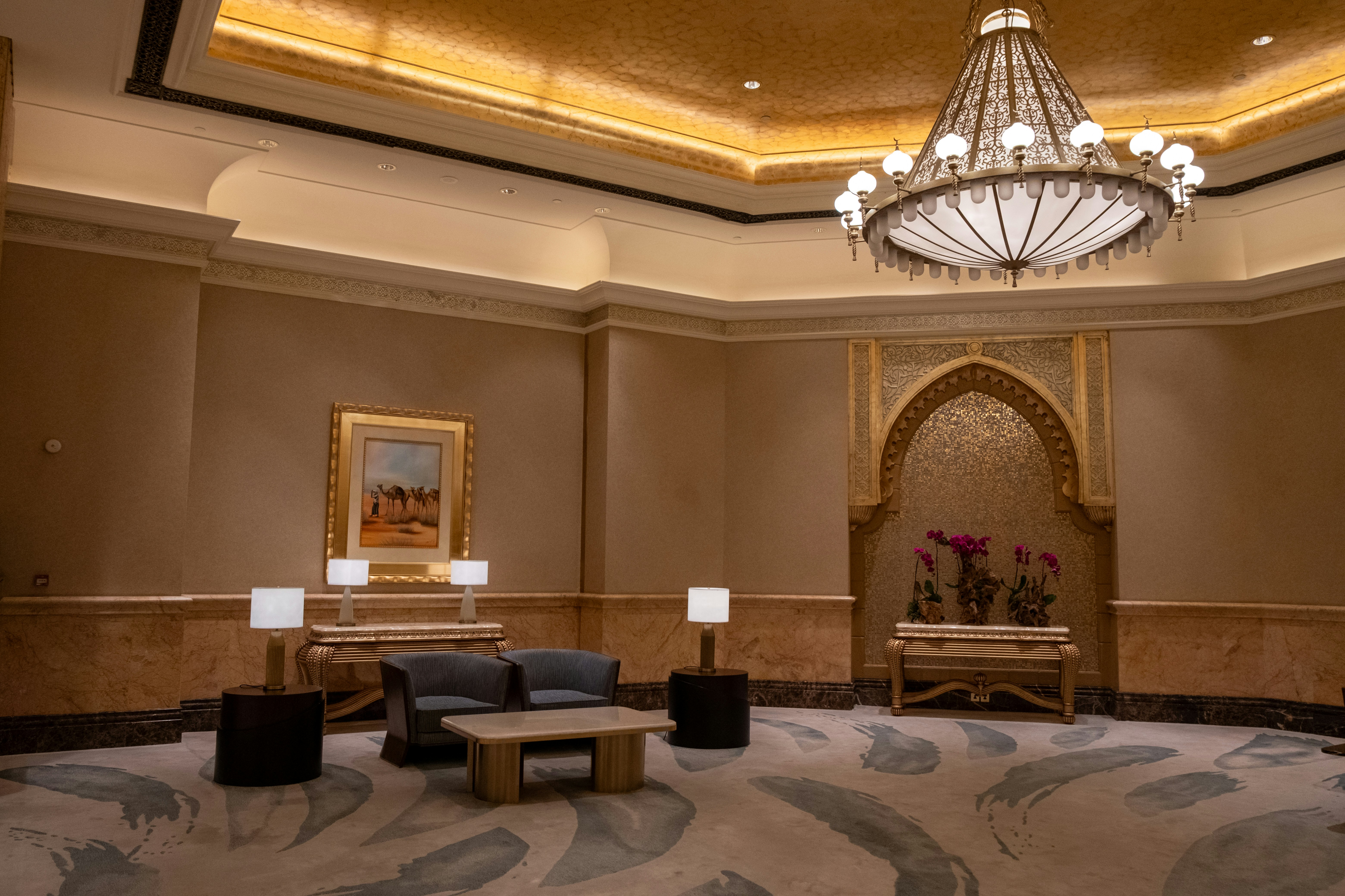 Elegant conference room with chandelier