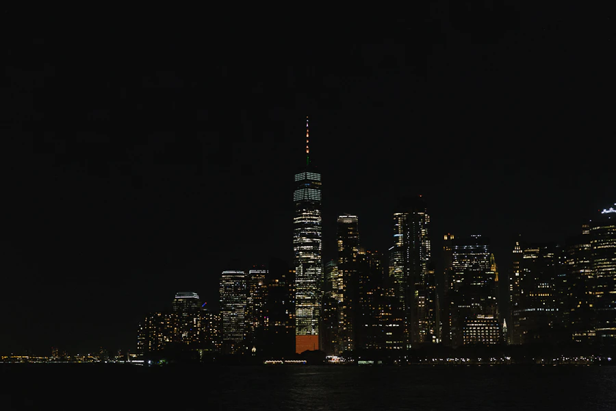 Skyline financier de nuit