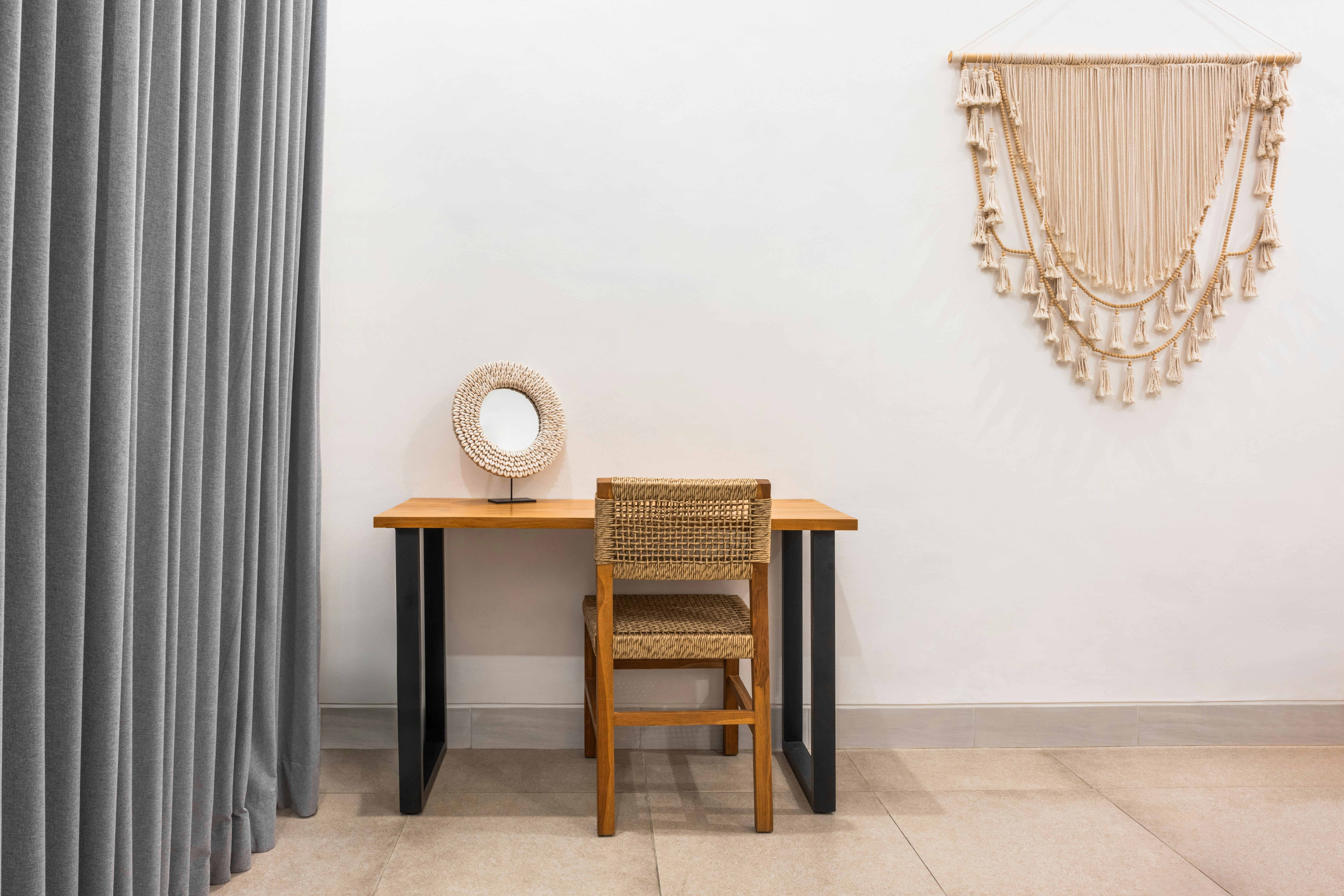 A chair and a table in a room