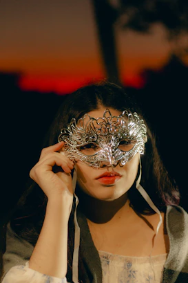 A woman with a mask on her face