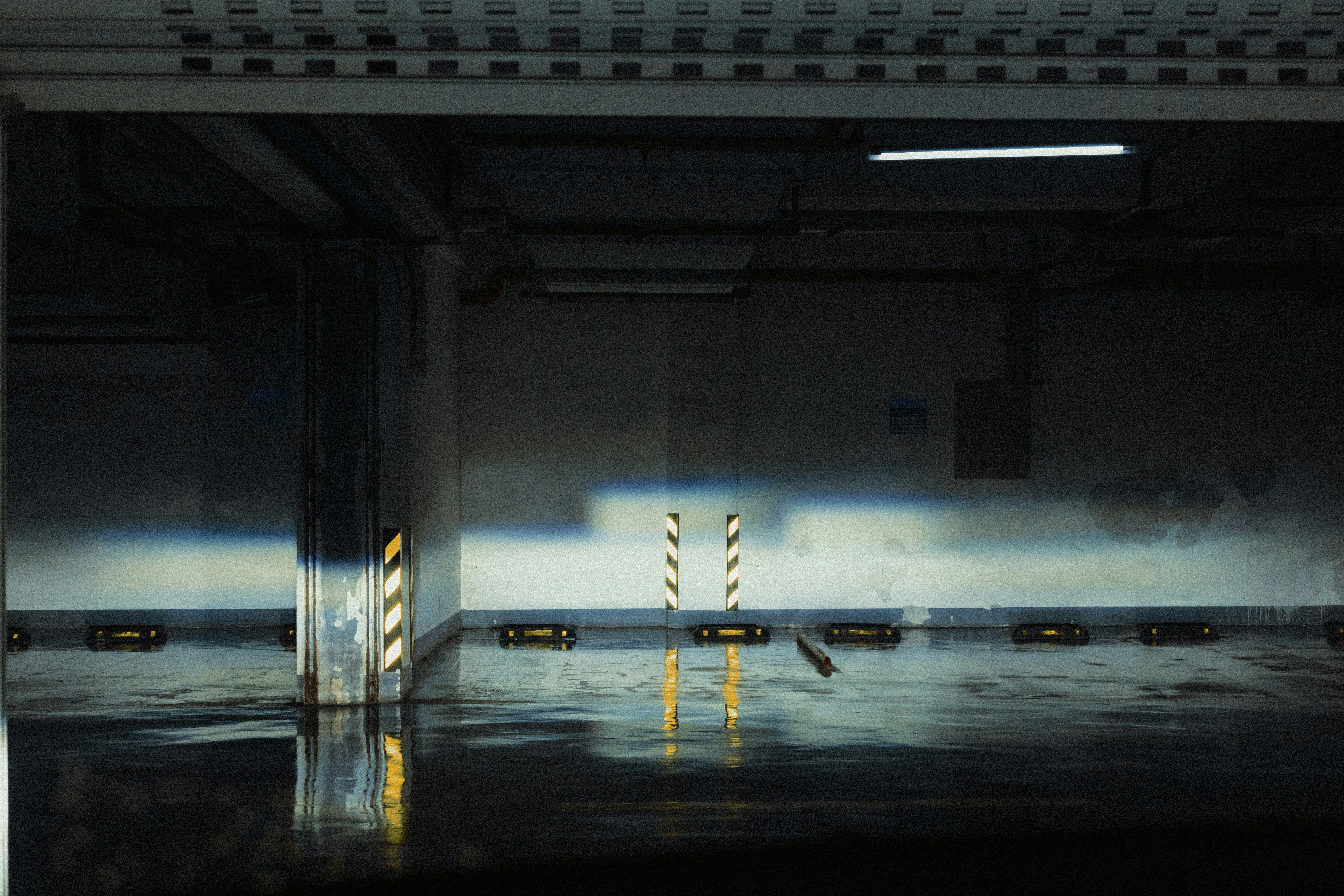An empty parking garage with no one inside