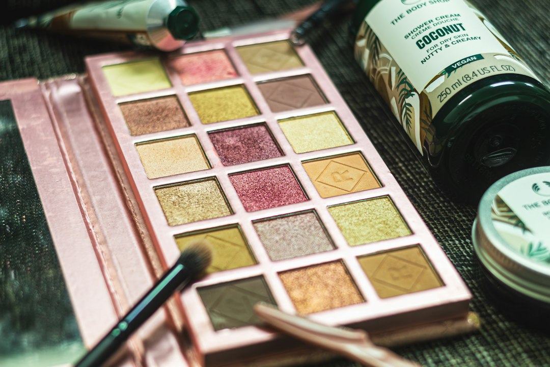 eyeshadow palette flatlay