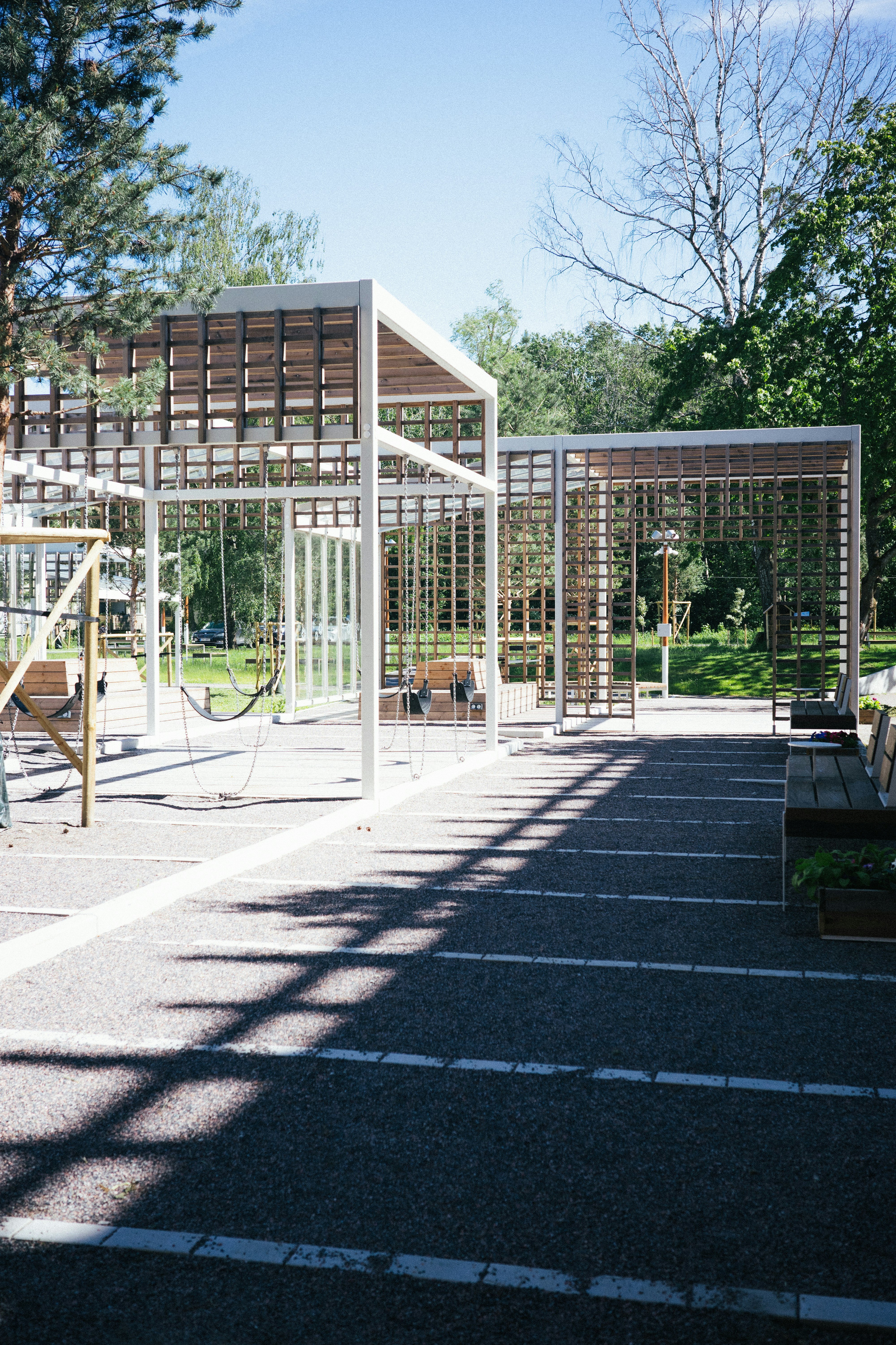 A park with a playground and a play area