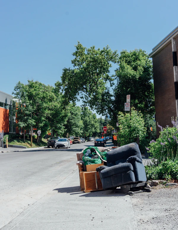 Residential junk removal in progress