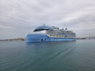 A large cruise ship in the middle of a body of water