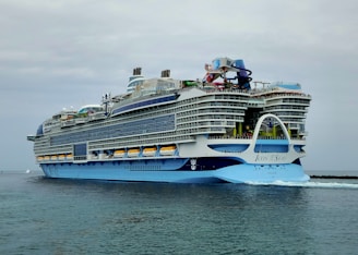 A large cruise ship in the middle of the ocean