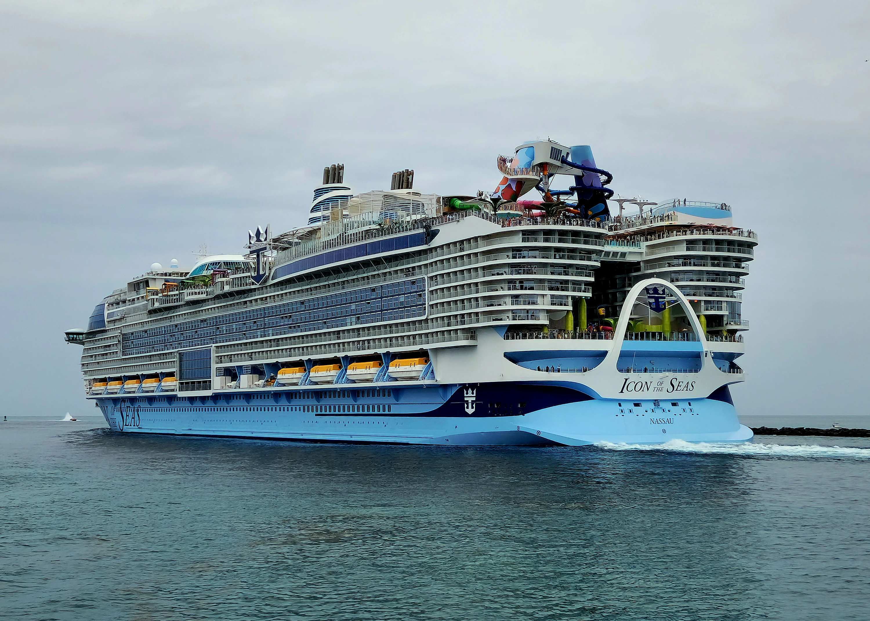 Large cruise ship sailing on the ocean