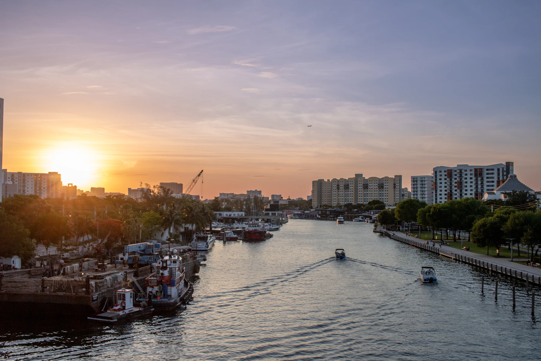 Miami river downtown waterway