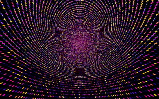 A computer generated image of a purple and yellow spiral