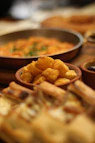 A close up of a plate of food on a table