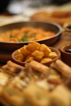 A close up of a plate of food on a table
