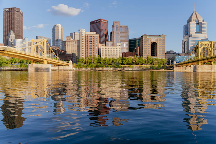 Pittsburgh skyline and its rivers