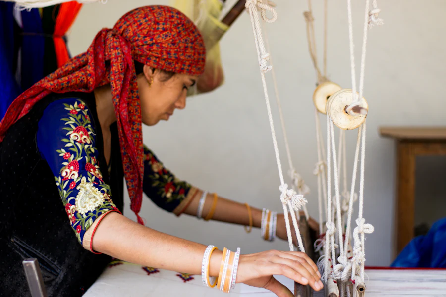 An artist at work on a piece