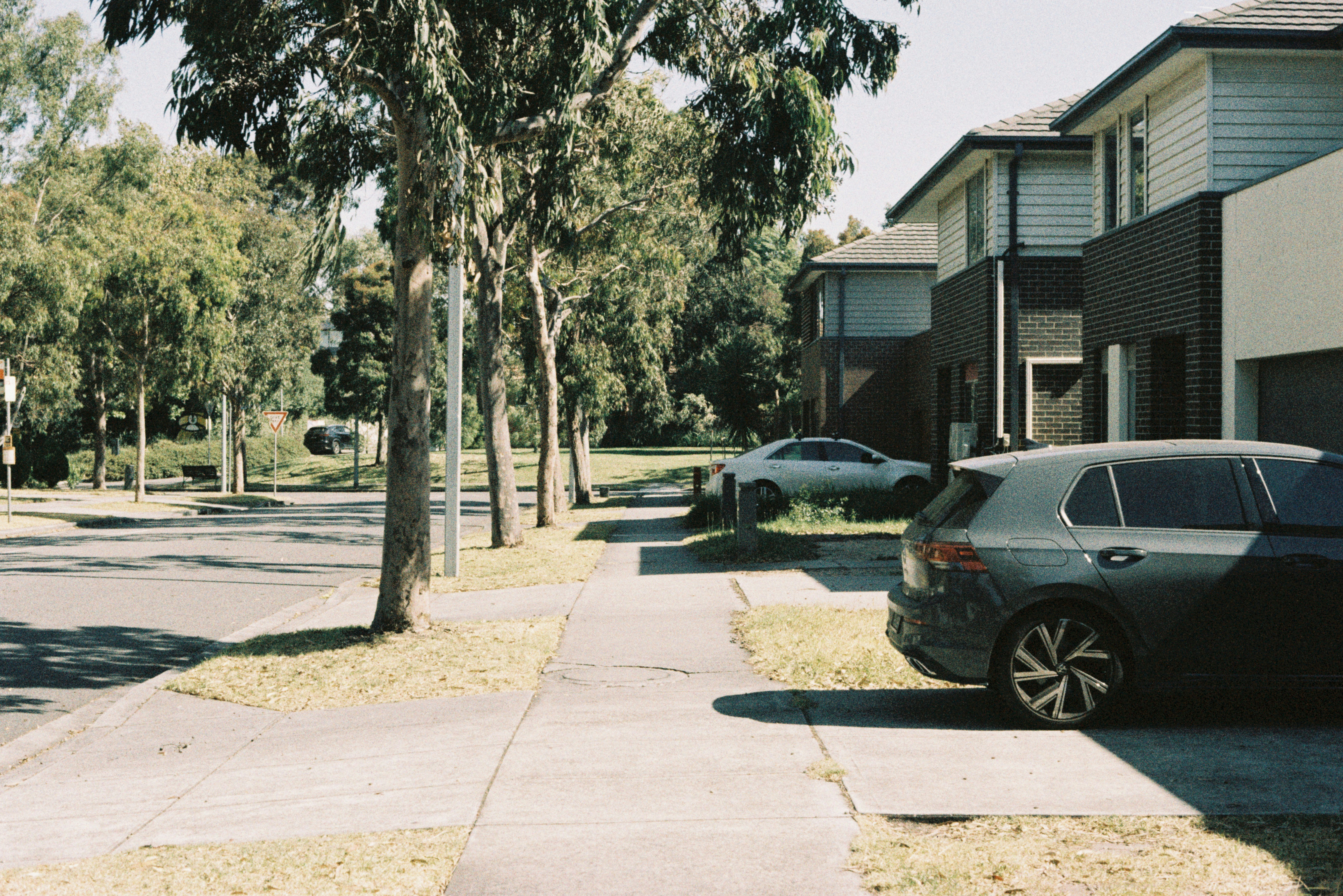 A car parked on the side of a street