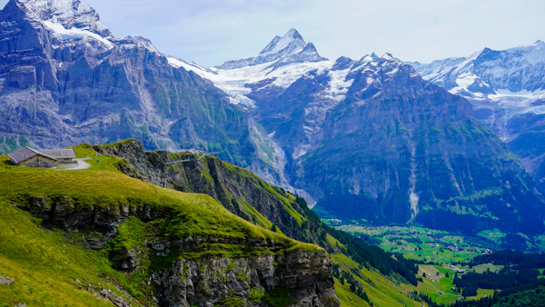 Snow-capped Alps in the Interlaken region