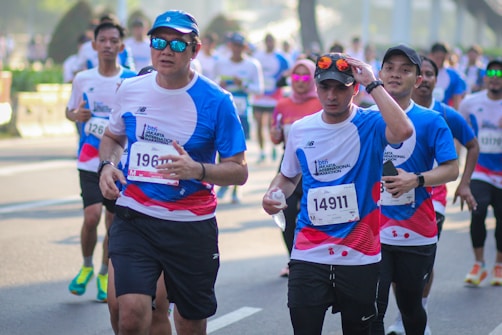A group of people that are running in a race