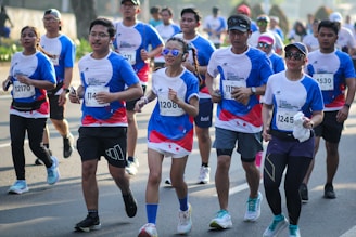 A group of people that are running in a race
