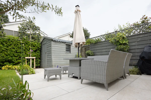 Shaded patio seating