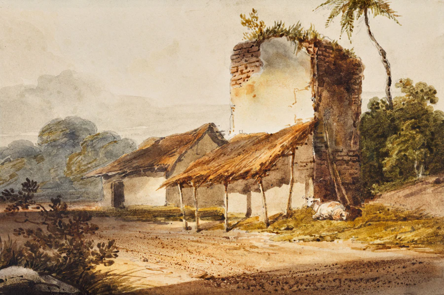 Indian Village House, watercolour by George Chinnery, c. 1820–1838