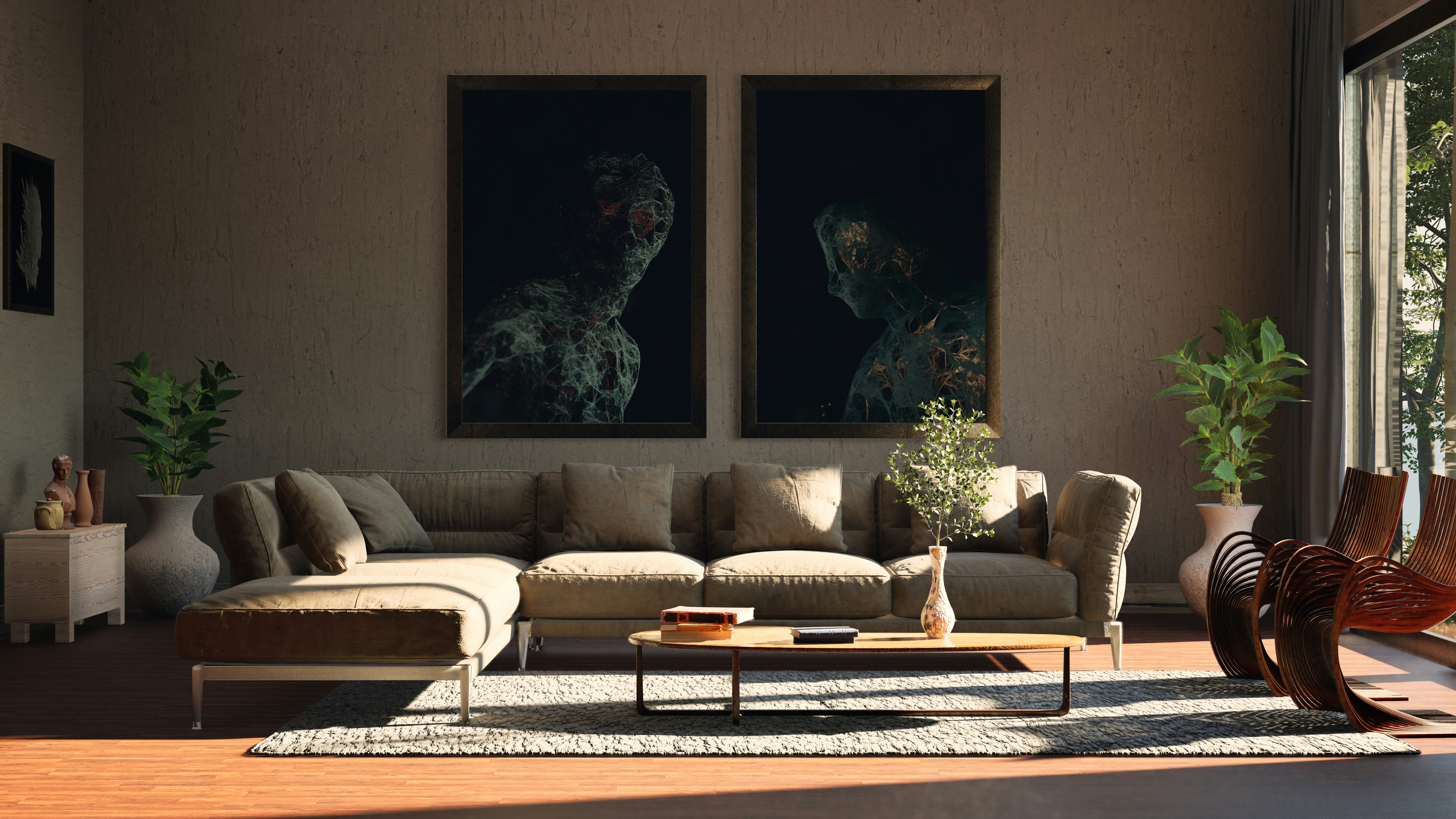 Living room painted in Silhouette AF-655 showing refined elegance - 2026 indoor paint colors