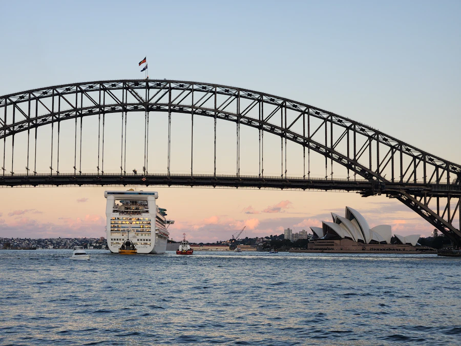 Sydney to Hobart yacht race fleet gathering near the Harbour Bridge