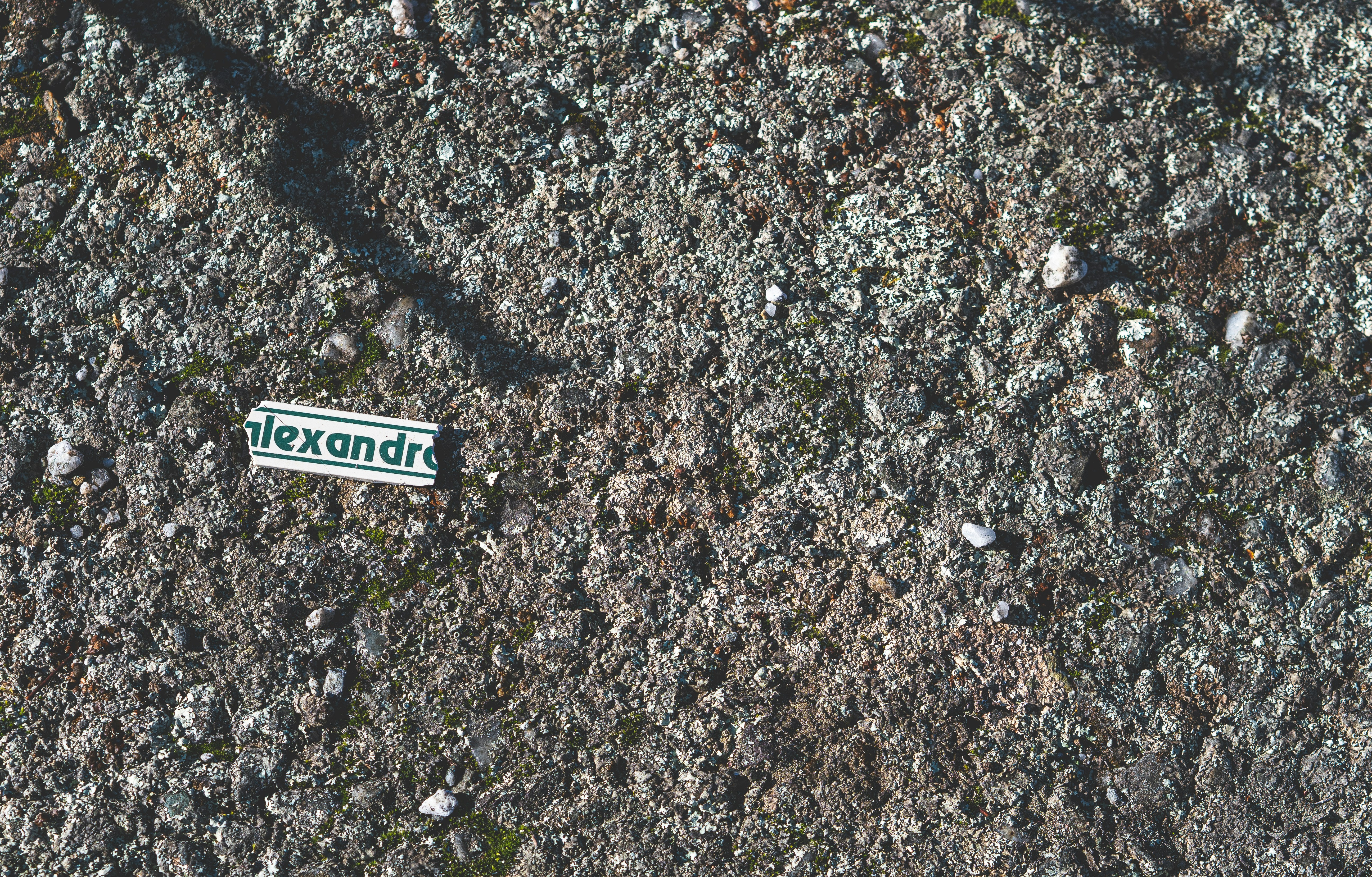 A street sign laying on the side of a road