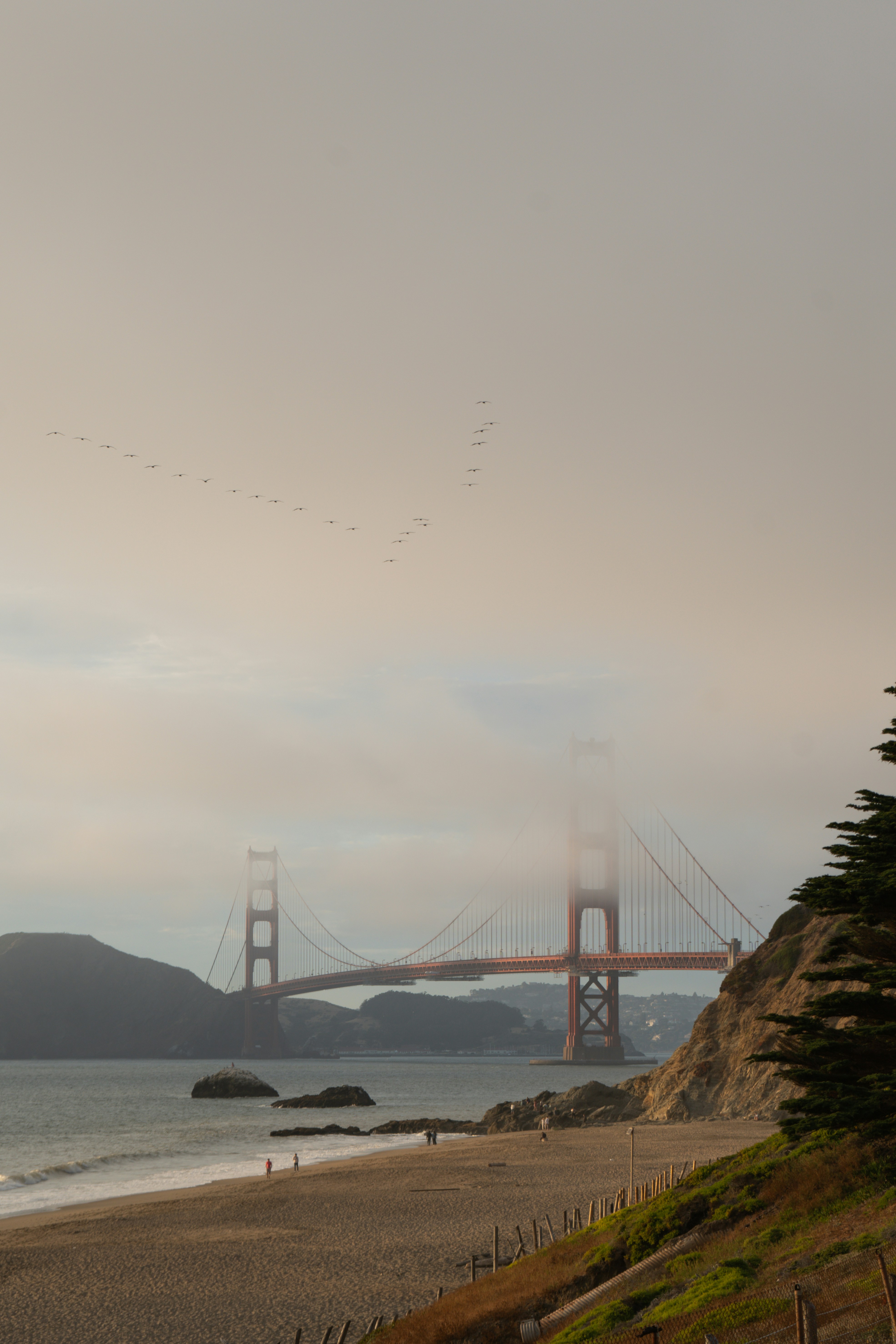 Vista da ponte Golden Gate da praia