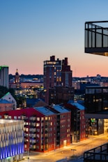 A view of a city at night from a high rise