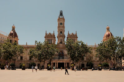 A large building with a clock tower on top of it
