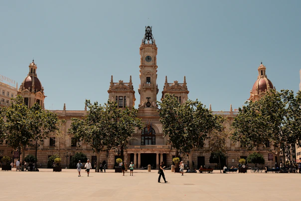 A large building with a clock tower on top of it