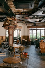 A room with a lot of chairs and tables