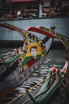 A boat with a picture of a man on it