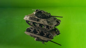 A green screen with a picture of a tank