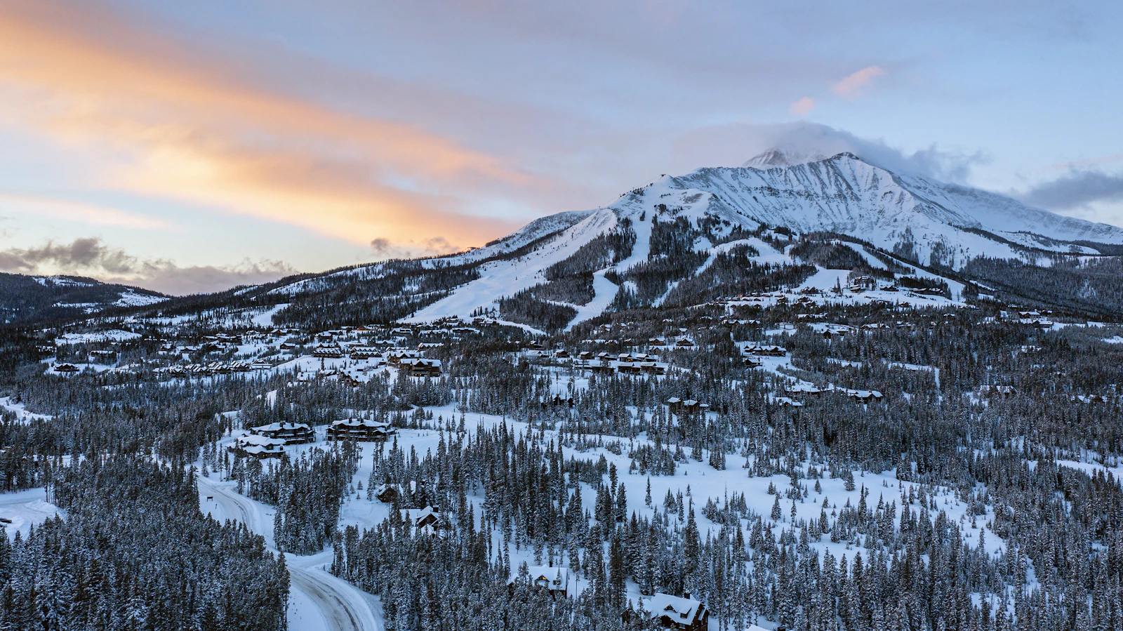 Big Sky Montana ski resort under snow