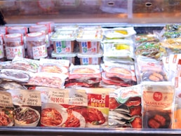 A display in a store filled with lots of food