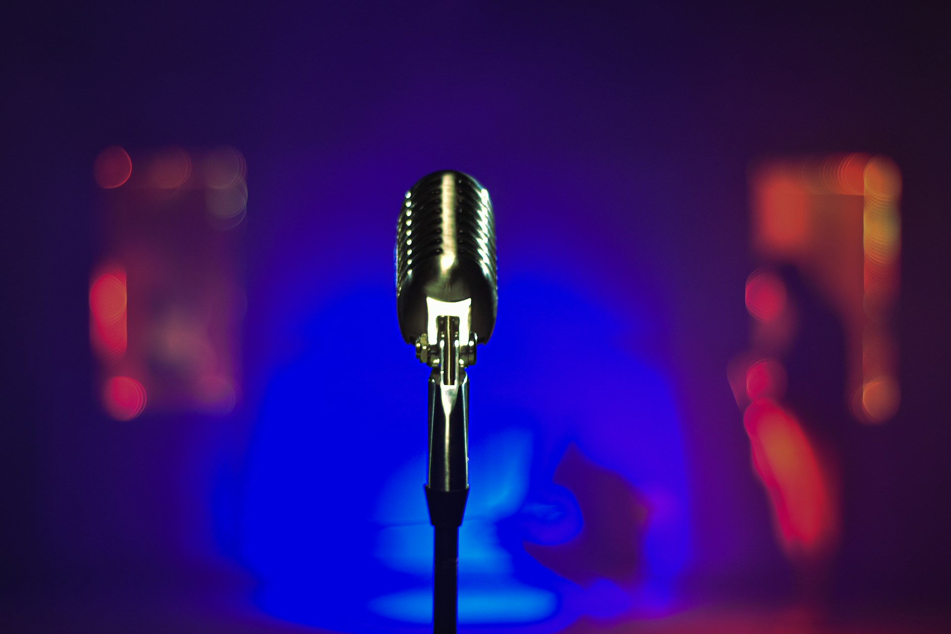 A close up of a microphone on a table