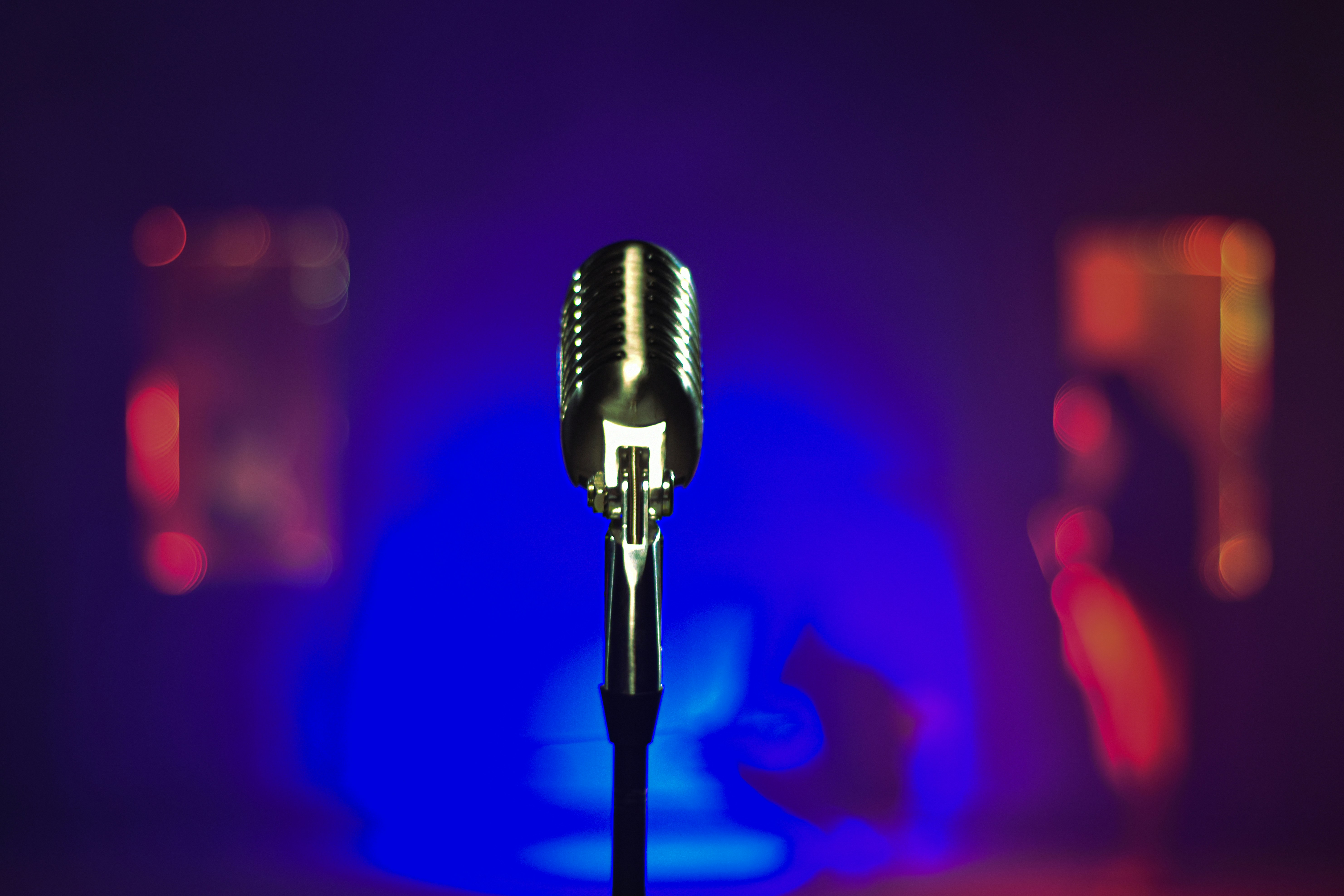 A close up of a microphone on a table