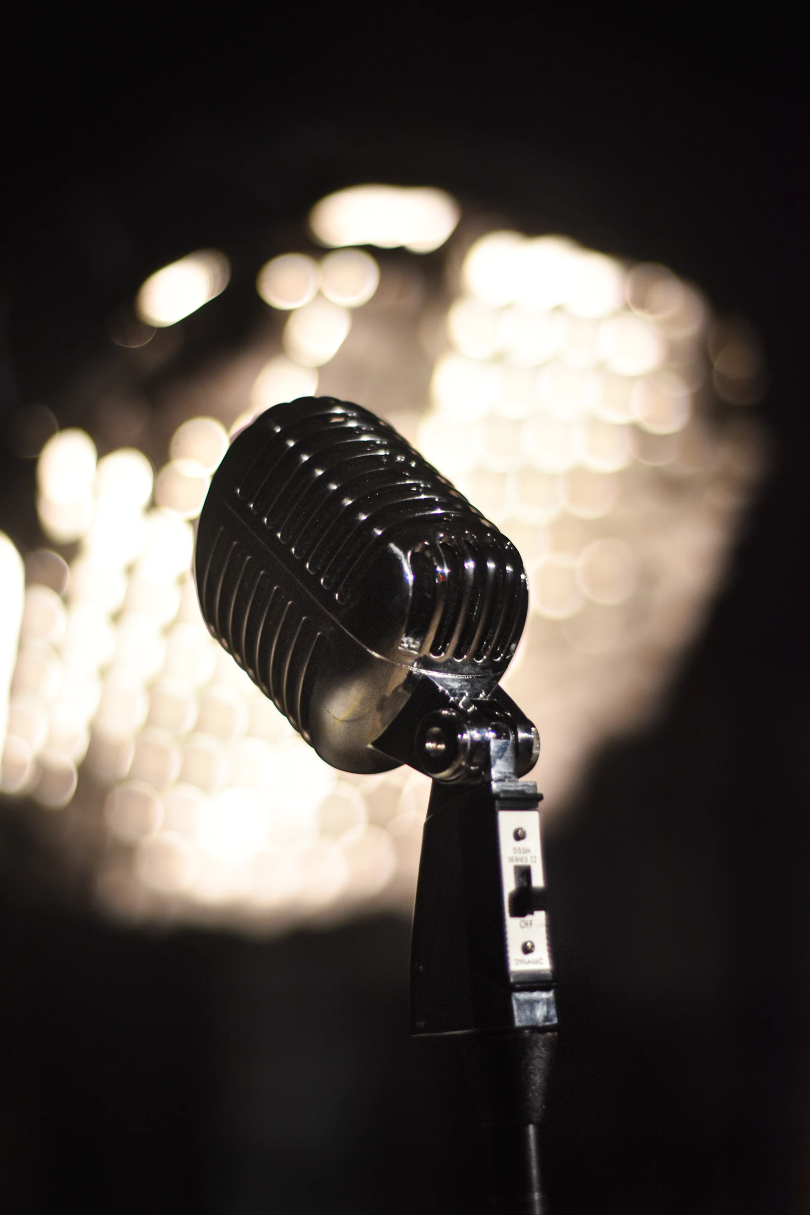 Microphone in a warmly lit bar