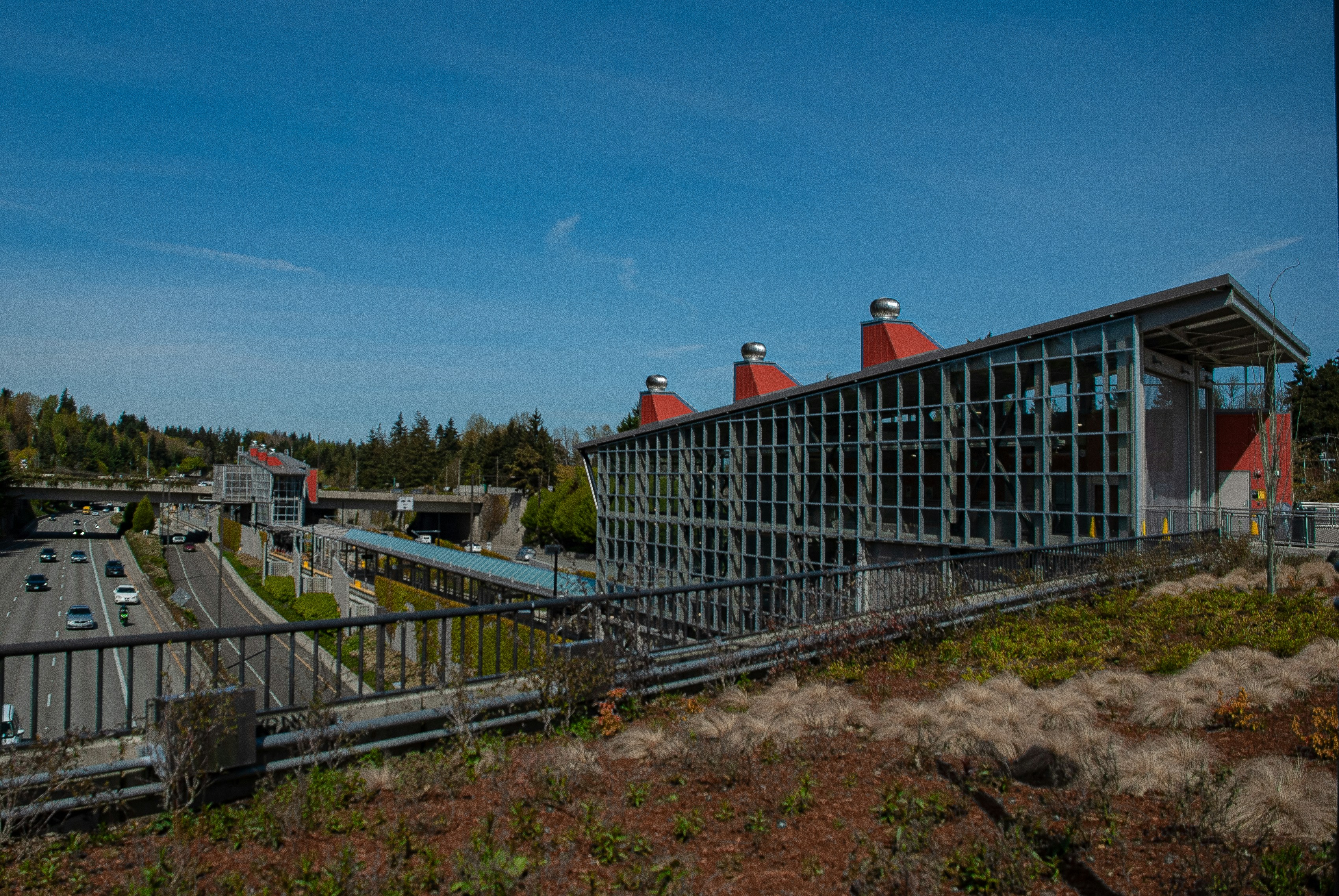 A large building sitting on the side of a road