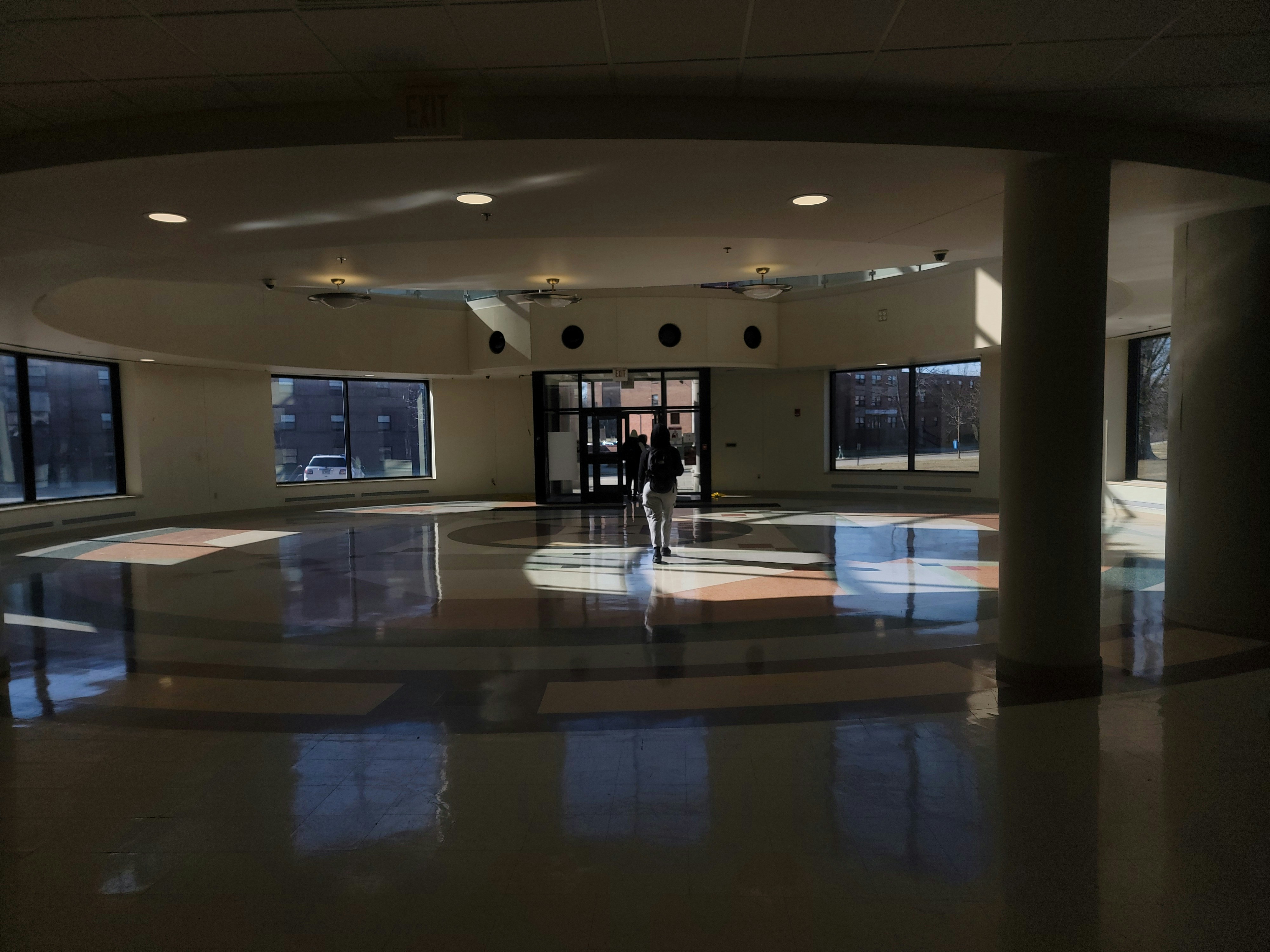 A large room with a lot of windows in it