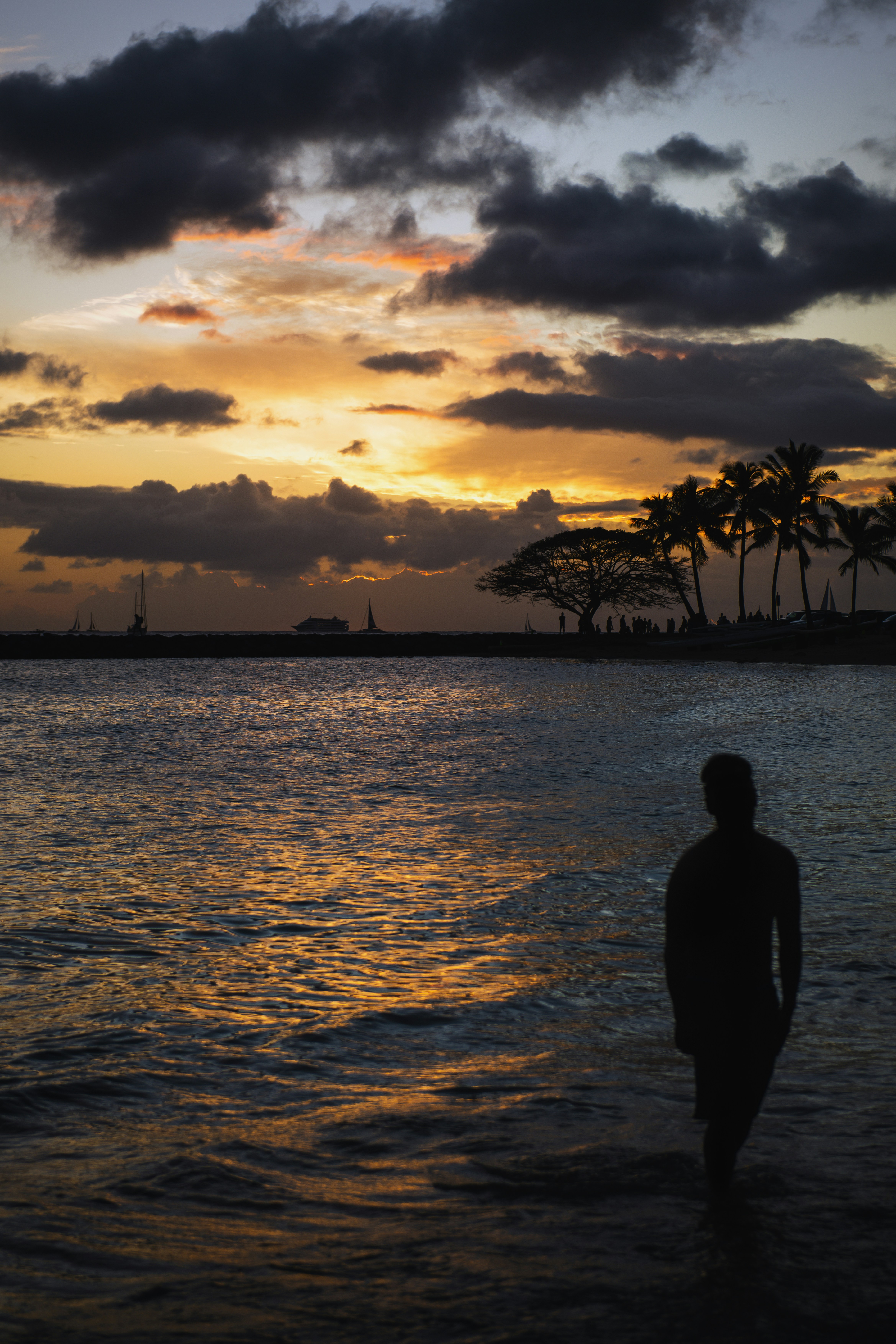 A man standing in the water at sunset photo – Free Beach Image on Unsplash