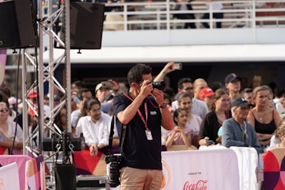 A man standing in front of a crowd of people