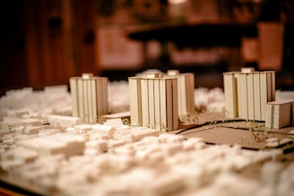 A close up of a model of a city