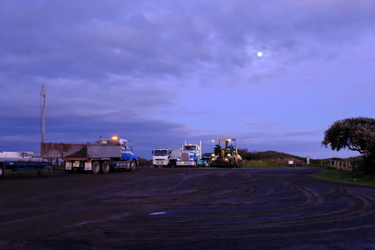 Commercial vehicles in a fleet yard